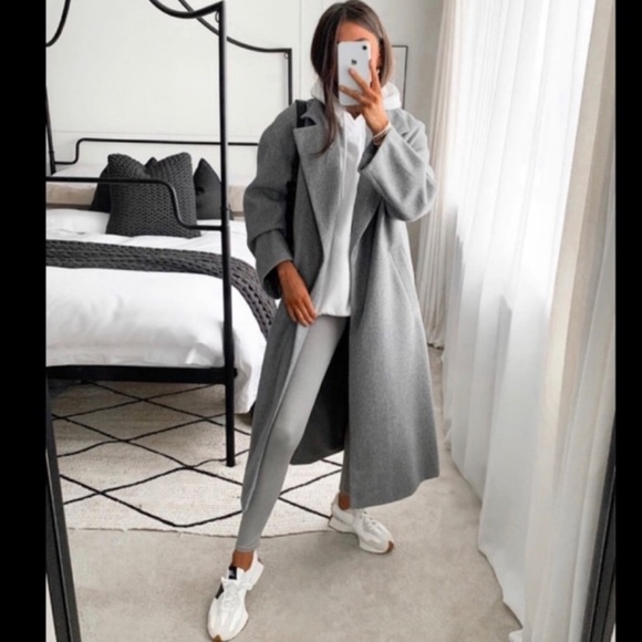 ZARA GREY TAILORED BUTTON WOOL COAT SIZE XS ARITZIA MAXMARA - Picture 3 of 6